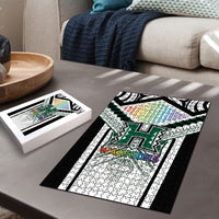 Hawaii Warriors Football Puzzle Rainbow Kakau Pattern White