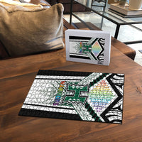 Hawaii Warriors Football Puzzle Rainbow Kakau Pattern White