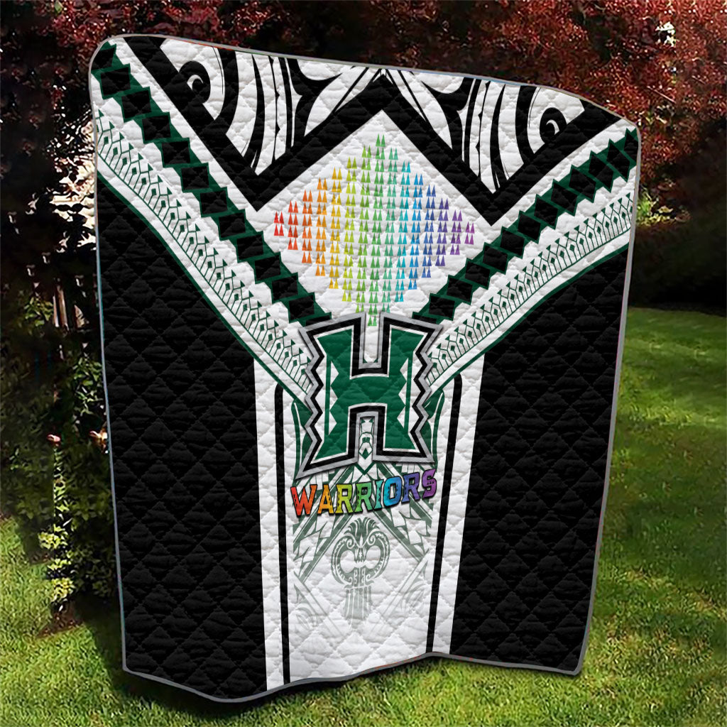 Hawaii Warriors Football Quilt Rainbow Kakau Pattern White
