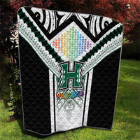 Hawaii Warriors Football Quilt Rainbow Kakau Pattern White
