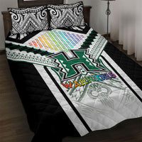 Hawaii Warriors Football Quilt Bed Set Rainbow Kakau Pattern White