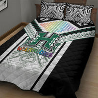 Hawaii Warriors Football Quilt Bed Set Rainbow Kakau Pattern White