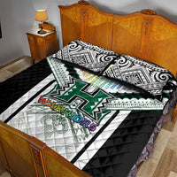 Hawaii Warriors Football Quilt Bed Set Rainbow Kakau Pattern White
