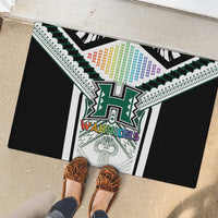 Hawaii Warriors Football Rubber Doormat Rainbow Kakau Pattern White