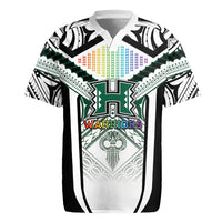 Custom Hawaii Warriors Football Rugby Jersey Rainbow Kakau Pattern White
