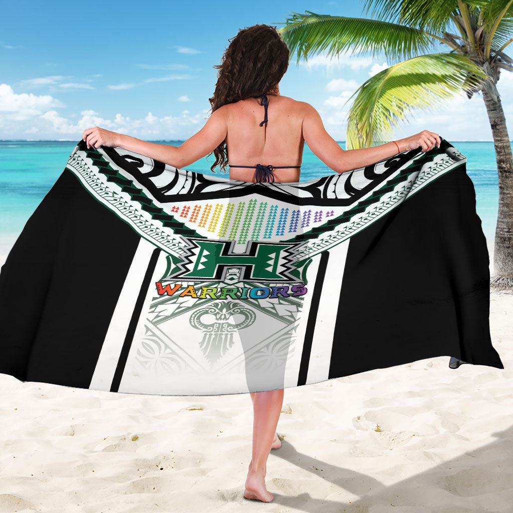 Hawaii Warriors Football Sarong Rainbow Kakau Pattern White