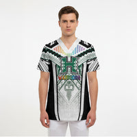 Custom Hawaii Warriors Football Scrub Top Rainbow Kakau Pattern White