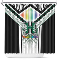 Hawaii Warriors Football Shower Curtain Rainbow Kakau Pattern White
