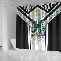 Hawaii Warriors Football Shower Curtain Rainbow Kakau Pattern White