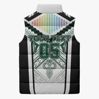 Custom Hawaii Warriors Football Sleeveless Puffer Jacket Rainbow Kakau Pattern White