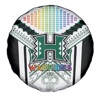 Hawaii Warriors Football Spare Tire Cover Rainbow Kakau Pattern White
