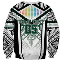 Custom Hawaii Warriors Football Sweatshirt Rainbow Kakau Pattern White
