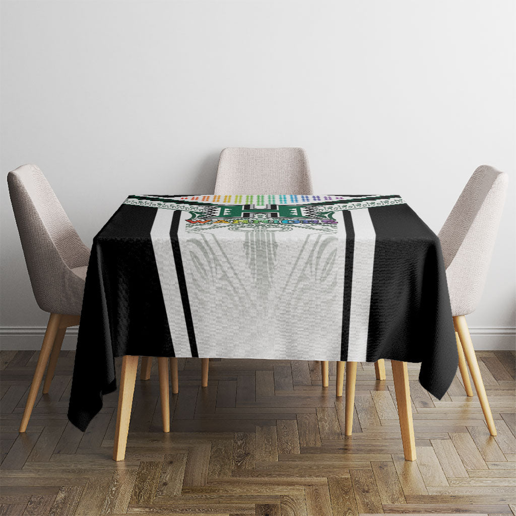 Hawaii Warriors Football Tablecloth Rainbow Kakau Pattern White LT05 - Polynesian Pride