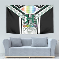 Hawaii Warriors Football Tapestry Rainbow Kakau Pattern White