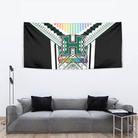 Hawaii Warriors Football Tapestry Rainbow Kakau Pattern White