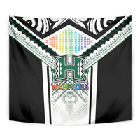 Hawaii Warriors Football Tapestry Rainbow Kakau Pattern White