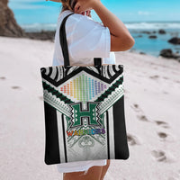 Hawaii Warriors Football Tote Bag Rainbow Kakau Pattern White