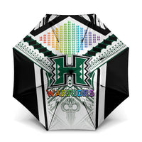 Hawaii Warriors Football Umbrella Rainbow Kakau Pattern White