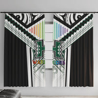Hawaii Warriors Football Window Curtain Rainbow Kakau Pattern White