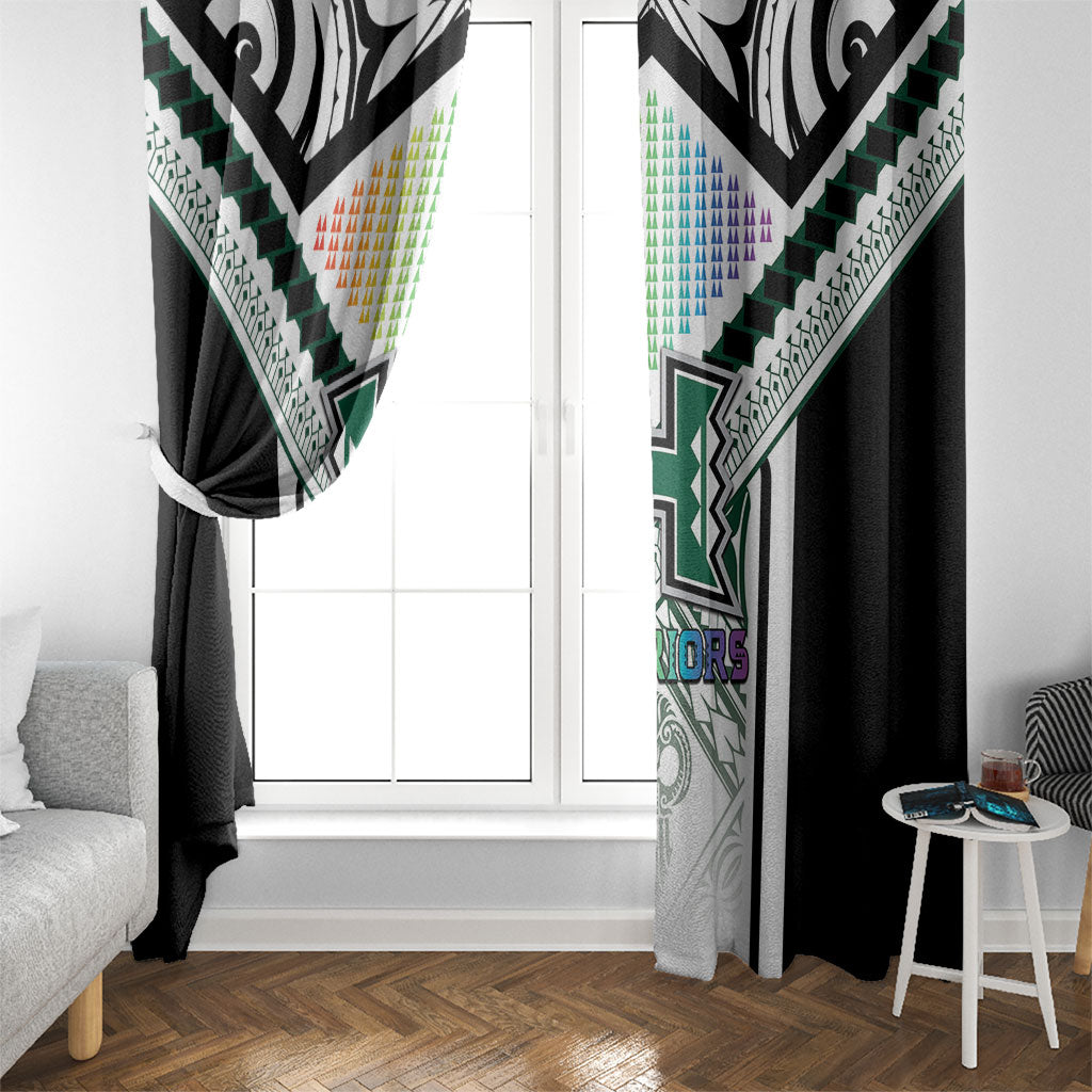 Hawaii Warriors Football Window Curtain Rainbow Kakau Pattern White