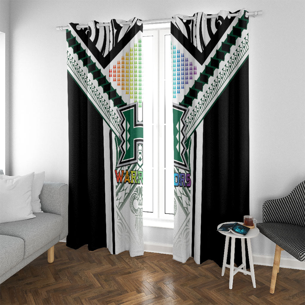 Hawaii Warriors Football Window Curtain Rainbow Kakau Pattern White
