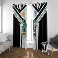 Hawaii Warriors Football Window Curtain Rainbow Kakau Pattern White