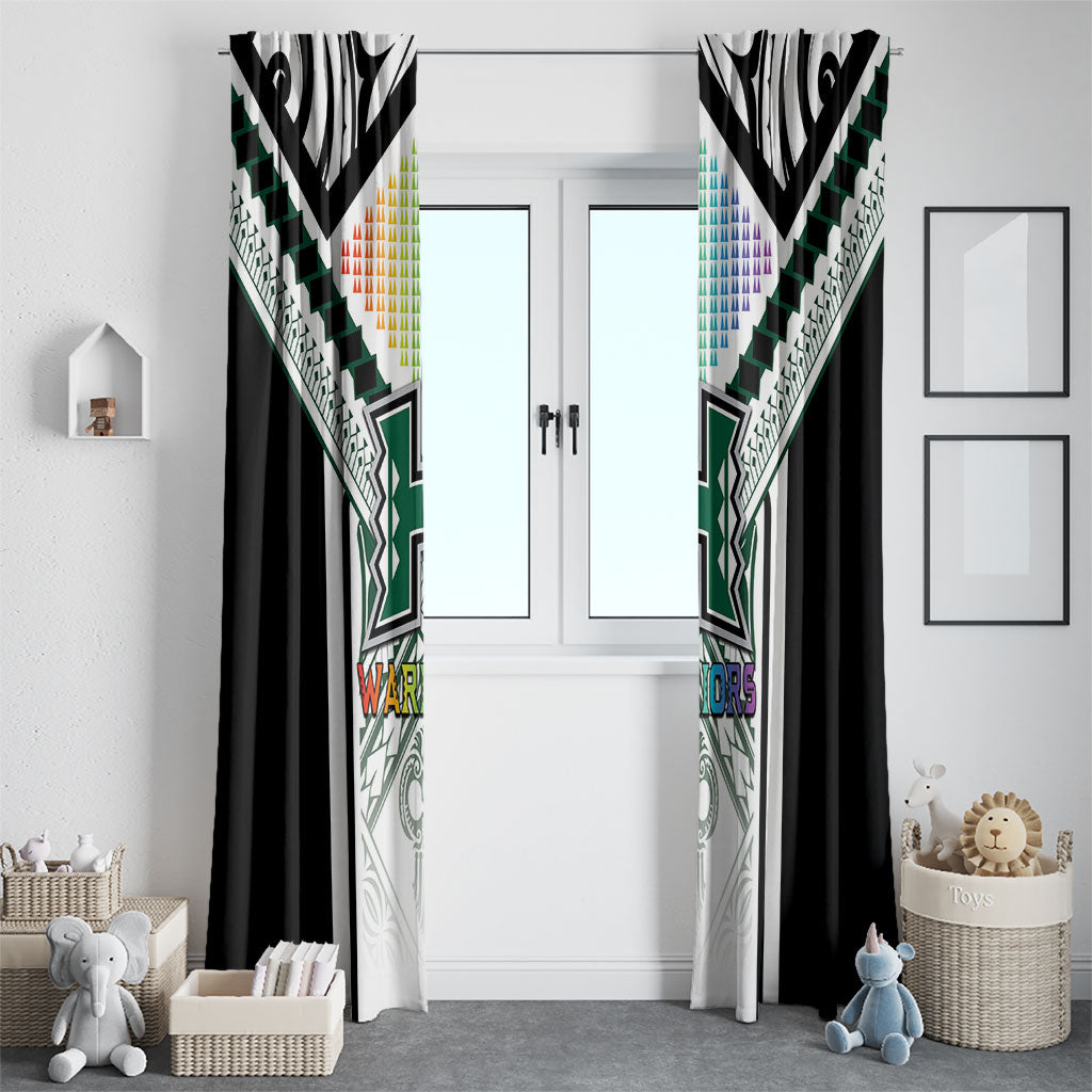 Hawaii Warriors Football Window Curtain Rainbow Kakau Pattern White