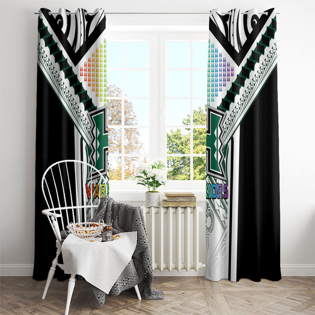 Hawaii Warriors Football Window Curtain Rainbow Kakau Pattern White