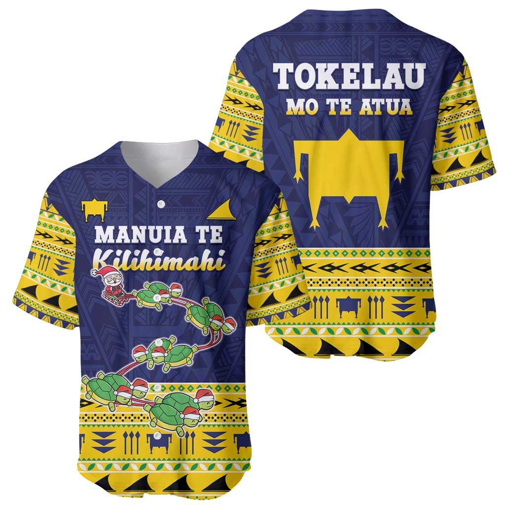 Tokelau Christmas Baseball Jersey Tokelauan Turtle Santa Sleigh LT05 - Polynesian Pride