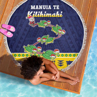 Tokelau Christmas Beach Blanket Tokelauan Turtle Santa Sleigh LT05 - Polynesian Pride