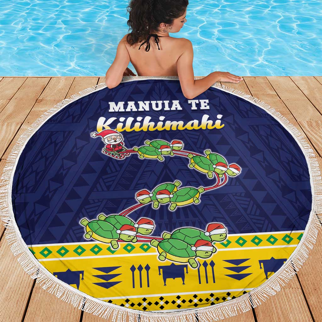 Tokelau Christmas Beach Blanket Tokelauan Turtle Santa Sleigh LT05 - Polynesian Pride