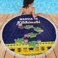 Tokelau Christmas Beach Blanket Tokelauan Turtle Santa Sleigh LT05 - Polynesian Pride