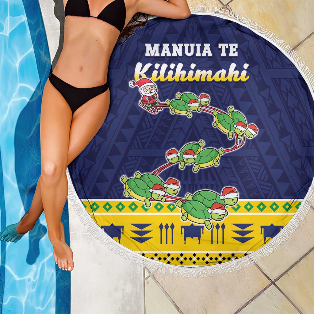 Tokelau Christmas Beach Blanket Tokelauan Turtle Santa Sleigh LT05 - Polynesian Pride
