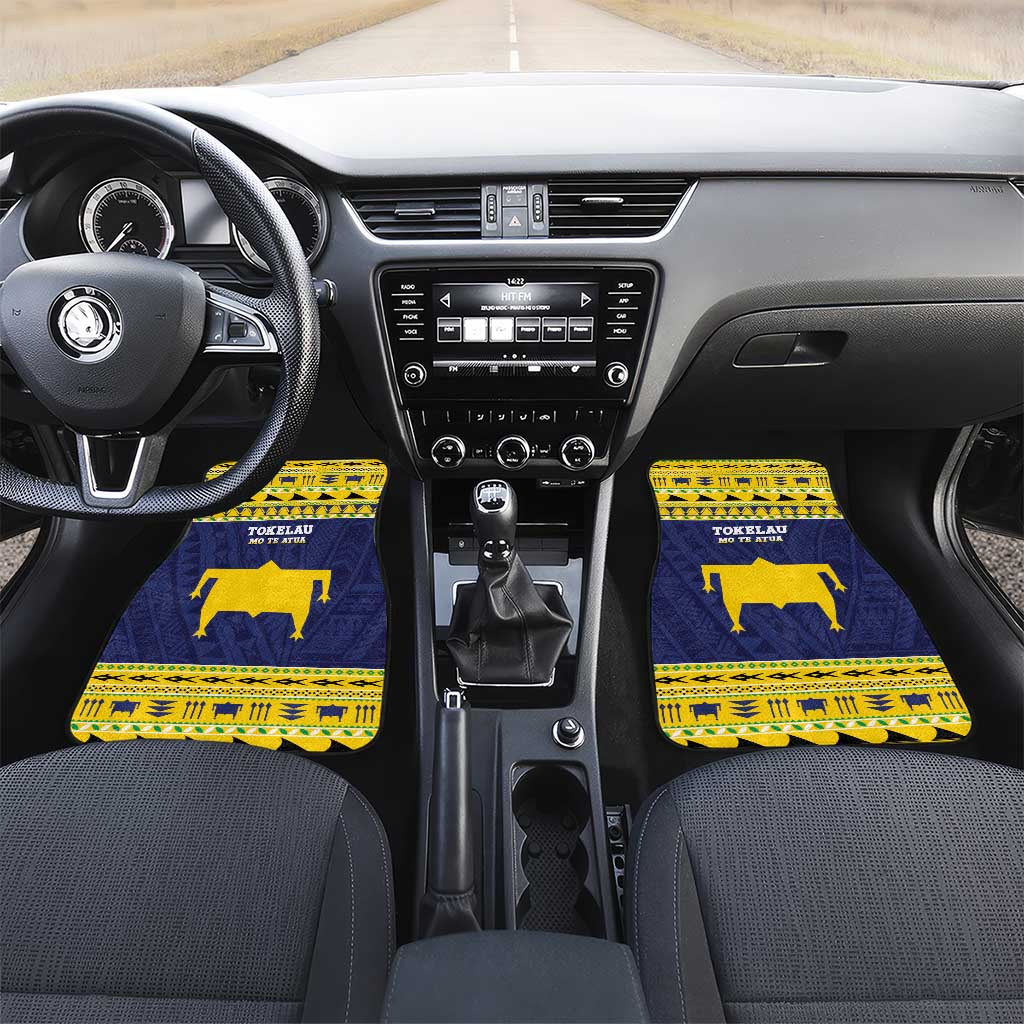 Tokelau Christmas Car Mats Tokelauan Turtle Santa Sleigh LT05 Set 2pcs - Front Yellow - Polynesian Pride