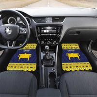 Tokelau Christmas Car Mats Tokelauan Turtle Santa Sleigh LT05 Set 2pcs - Front Yellow - Polynesian Pride