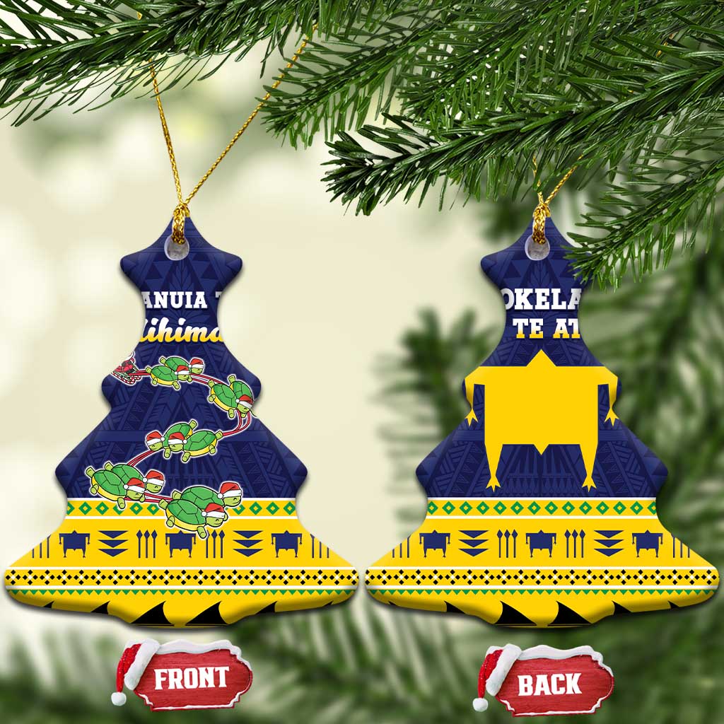 Tokelau Christmas Ceramic Ornament Tokelauan Turtle Santa Sleigh LT05 Christmas Tree Yellow - Polynesian Pride