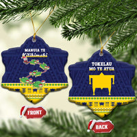 Tokelau Christmas Ceramic Ornament Tokelauan Turtle Santa Sleigh LT05 Snow Flake Yellow - Polynesian Pride