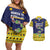 Tokelau Christmas Couples Matching Off Shoulder Short Dress and Hawaiian Shirt Tokelauan Turtle Santa Sleigh