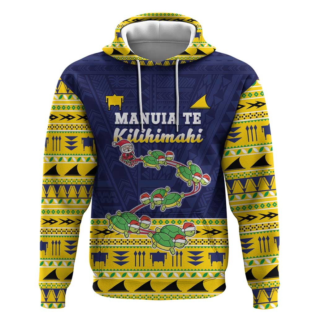 Tokelau Christmas Hoodie Tokelauan Turtle Santa Sleigh LT05 Pullover Hoodie Yellow - Polynesian Pride