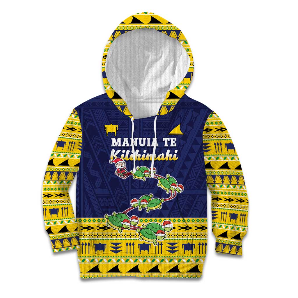 Tokelau Christmas Kid Hoodie Tokelauan Turtle Santa Sleigh