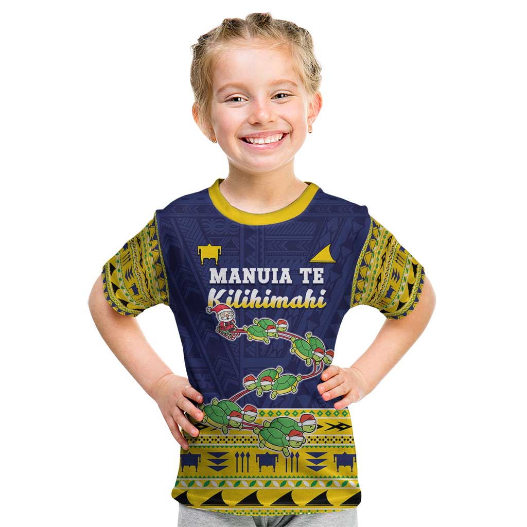 Tokelau Christmas Kid T Shirt Tokelauan Turtle Santa Sleigh LT05 Yellow - Polynesian Pride
