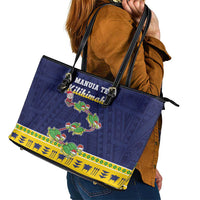 Tokelau Christmas Leather Tote Bag Tokelauan Turtle Santa Sleigh LT05 - Polynesian Pride