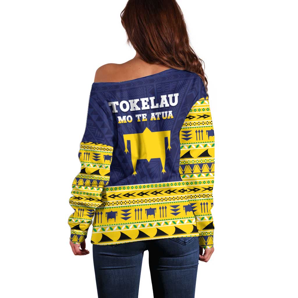 Tokelau Christmas Off Shoulder Sweater Tokelauan Turtle Santa Sleigh LT05 - Polynesian Pride