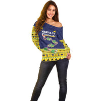 Tokelau Christmas Off Shoulder Sweater Tokelauan Turtle Santa Sleigh LT05 - Polynesian Pride