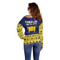 Tokelau Christmas Off Shoulder Sweater Tokelauan Turtle Santa Sleigh LT05 - Polynesian Pride