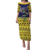 Tokelau Christmas Puletasi Tokelauan Turtle Santa Sleigh LT05 Long Dress Yellow - Polynesian Pride