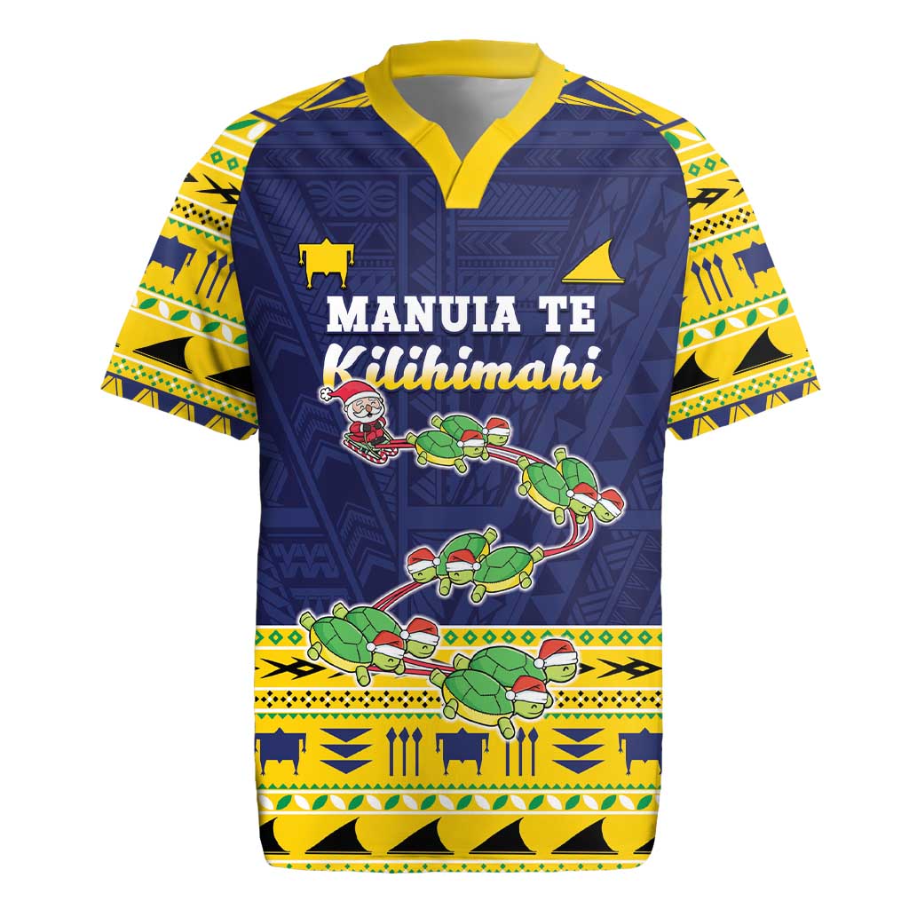 Tokelau Christmas Rugby Jersey Tokelauan Turtle Santa Sleigh LT05 Yellow - Polynesian Pride