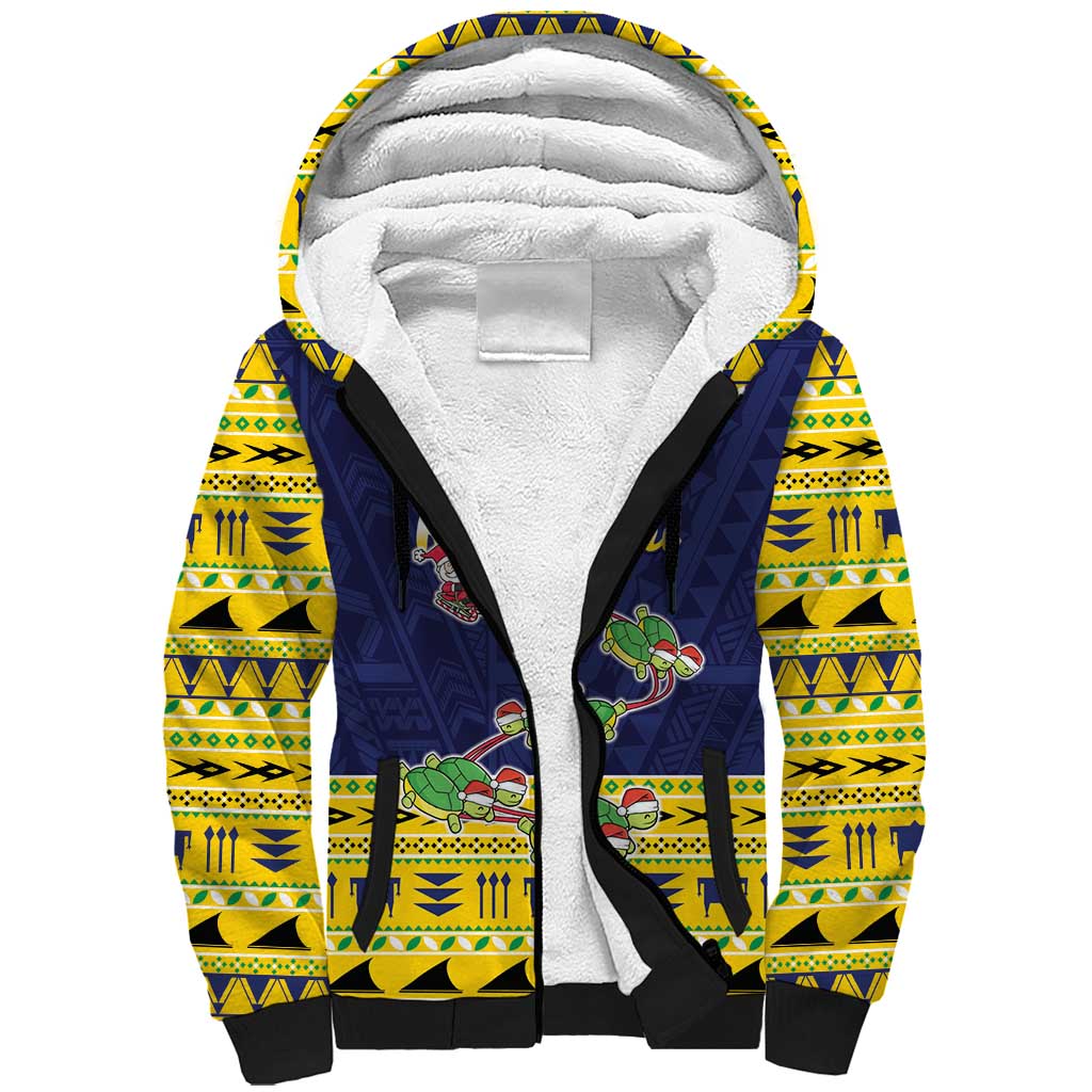 Tokelau Christmas Sherpa Hoodie Tokelauan Turtle Santa Sleigh LT05 Unisex Yellow - Polynesian Pride