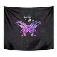 Pancreatic Cancer Awareness Tapestry Keep Calm And Fight On Polynesian Pattern LT05 - Polynesian Pride