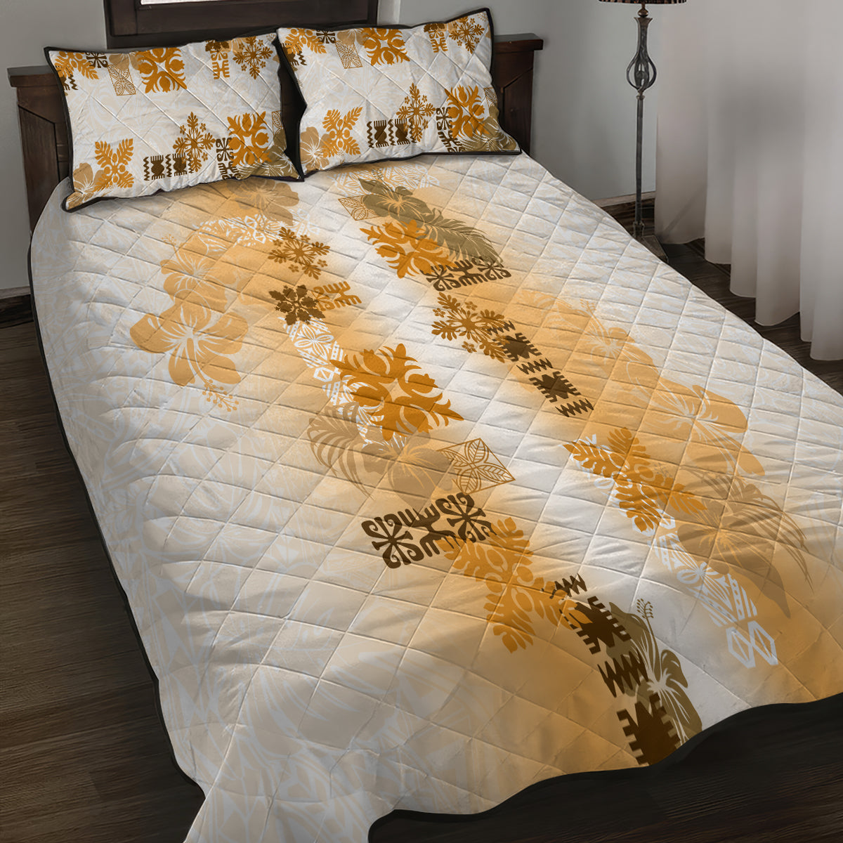 Hawaiian Quilt Quilt Bed Set Vintage Pattern Brown LT05 - Polynesian Pride